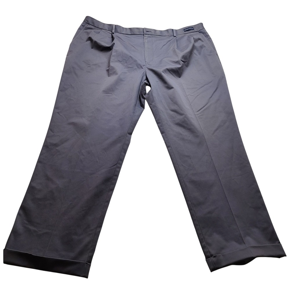 Paul Fredrick Mens 44 Impeccable Non-Iron Pleated Cuffed Trousers Blue Gray